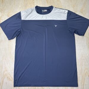USED 2XL Callaway Opti Dri Short Sleeve Crewneck Shirt Blue Gray